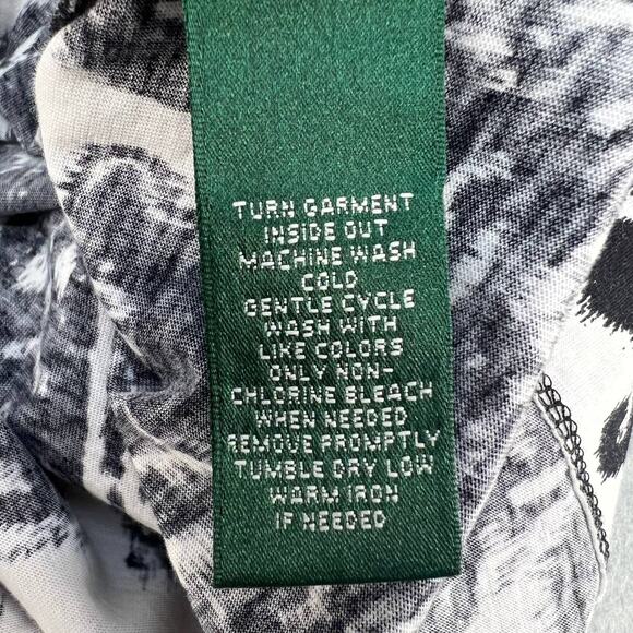 Ralph Lauren Tunic Top Women's Size M Black And White Ikat Pattern 3/4 Sleeve - Picture 9 of 9